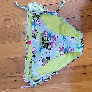 Victorias Secret Blue Pink Tropical Side Tie Bikini Bottoms small